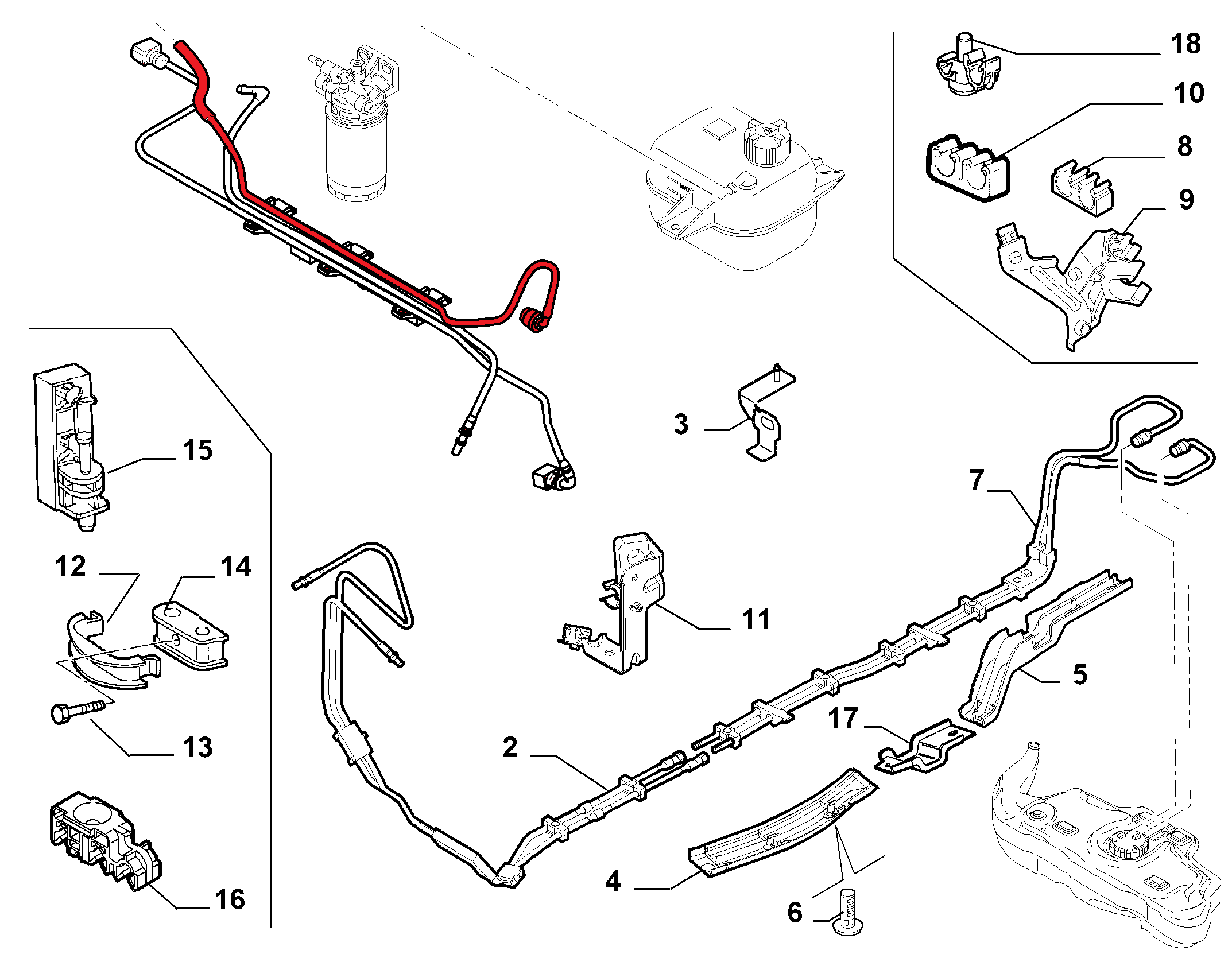 FUEL PIPE EXCLUDING BRACKET