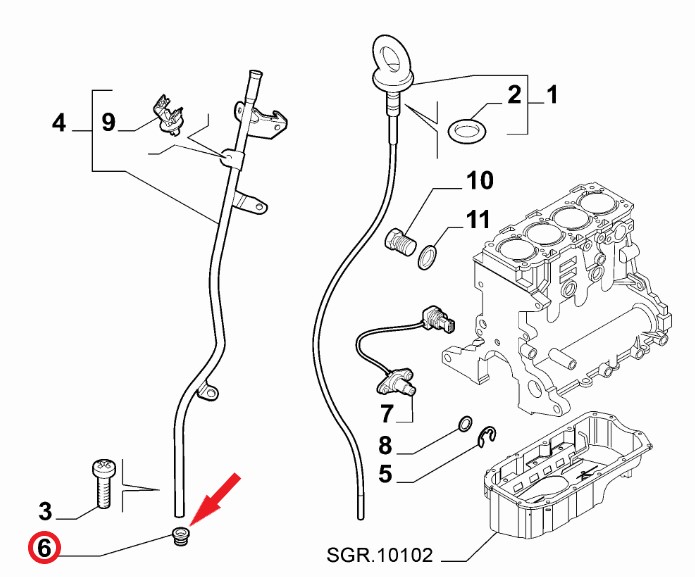 GASKET OF OIL LEVEL ROD PIPE 